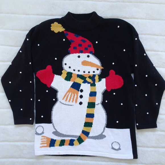 Richard Sport Vintage Snowman Pullover Sweater Medium - Picture 1 of 7